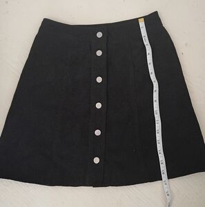 Divided H&M Black Suede Skirt with Silver Buttons